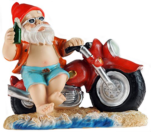 Neuheit Gartenzwerg mit Bier und Motorrad Ornament - 2