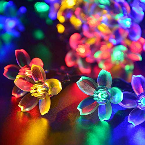 Preisvergleich Produktbild Lichterkette Außen, HUIHUI 50 LEDs Pfirsichblüte Lichterkette batteriebetrieben für Party, Garten, Weihnachten, Halloween, Hochzeit, Indoor & Outdoor Decor (Mehrfarbig,One size)