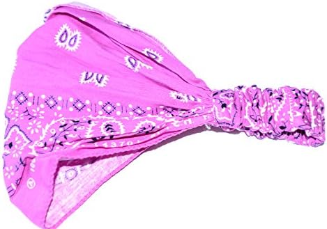 Ladies elastic back bandana headwrap cravet (violet paisley design)