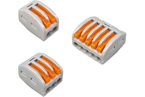 Aiqeer 30 Pièces Levier-Écrou Fil Connecteurs Set, Conducteur Compact Fils Connecteurs, Compact Connecteur Ressort Bornier (PCT-212/213/215)