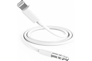 SHUXIA 1pcs Aux Cable for iPhone in Car,3.5mm Aux-to iphone Cable,Auxto Lightning Cable,AuxAdapter Compatible with iPhone 11/12/13/14,Car Headphone Home Stereo Speaker Jack Auxto Lightning Cable.1M,white