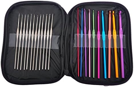 Display Promotion DPROMOT 22pcs Multi-color Aluminum Alloy Crochet Hooks Bearded Needles Weaving Tools in Different Sizes with PU Case