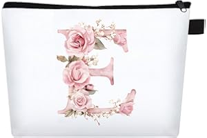 FIDWALL Beauty Case Personalizzabile con Lettera A-Z, Pochette Personalizzata per Donna, Borsa Personalizzata per Viaggio, Regalo Personalizzato Donna, Regalo Ragazza, Pochette da Borsa (E)