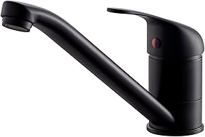 HEXMIXER Matte Black Kitchen Taps Mixer, Modern Brass Single Lever 360 Swivel Kitchen Sink Taps with Braided Hoses KT CLA MIX SH BK 026B