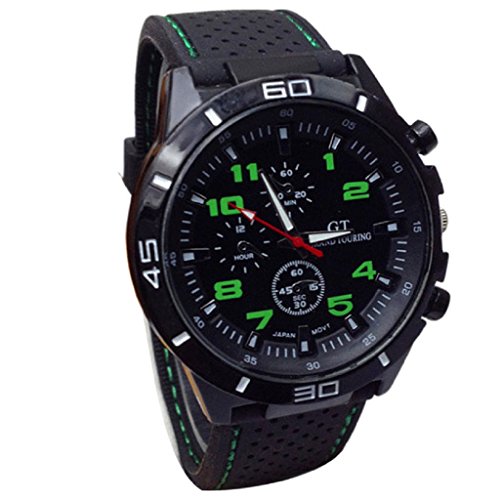 Ularma Reloj de pulsera Sport silicona de cuarzo reloj hombres (verde)