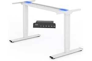 FLEXISPOT E1 Pro Escritorio Elevable Eléctrico con 2 Motores y 2 Patas Escritorio Ajustable en Altura de Acero con 4 Funciones de Memoria Standing Desk, Carga de 100kg(Marco en Blanco)