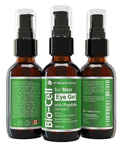 Men's Bio Cell Eye Gel • MADE IN CANDA • Professional 30 ml • Certified Organic • Removes Dark Circles, Puffiness and Bags Under Your Eyes • Peptide • Hyaluronic Acid • Plant Stem Cells • Boost Collagen • Natural Anti aging Skin Care
