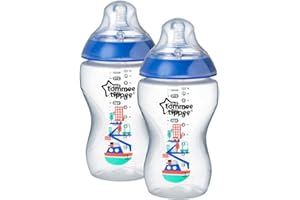 MAYBORN GROUP 2 x Tommee Tippee 340ml Closer to Nature, BPA-Free, Anti-Colic Baby Bottle with Breast-Like Silicone Teat for Baby, Child & Toddler for Drinking Juice, Milk & Water, 3m+, Blue