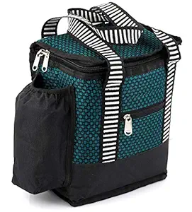 Kuber Industries Floral Design Canvas Waterproof Lunch Bag, Suitable for 3 Compartment (Black) -CTKTC038971