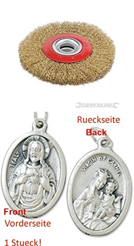 Drahtrad, 125 mm, Schleifrad, Polierrad, Rostlöser, Bürste mit einem Anhänger Herz Jesu 2,5cm