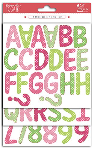 Mademoiselle Toga meg609 Set 90 Buchstaben zum Aufbügeln gepunktet Stoff mehrfarbig 15,5 x 23,5 x 0,1 cm - 2