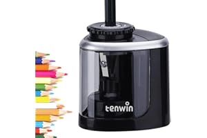 Tihoo tenwin Elektrischer Bleistiftspitzer für 6-8mm Bleistifte/Buntstifte, batteriebetrieben, schnelles Anspitzen, tragbar, geeignet für Schule, Klassenzimmer, Büro, Hausgebrauch