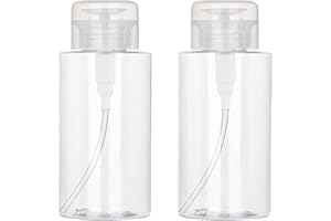 Shakeel 2pcs 200ml Nail Polish Remover Pump Bottle Dispenser Empty Push Down Pump Dispenser, Pump Dispenser Bottle for Nails, Plastic Clear Liquid Bottle Container for Makeup Remover