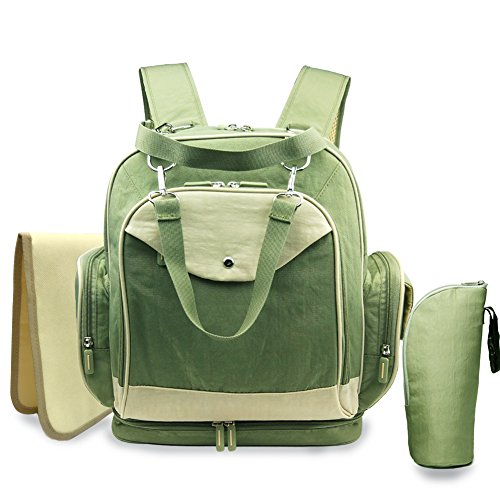 Preisvergleich Produktbild Baby Wickeltasche Rucksäcke-2017 Retro Waschen Linien Multifunktions Maschine Waschbar Wasserdichte BPA-Freie Windel-Beutel Für Neugeborene Eltern, Frauen, Männer, Großmutter und Großvater, Einschließlich Spaziergänger-Bügel, Isolierte Hülse, ändernde Matte, Große Kapazität Alle in Einem Stilvollen Reise-Designer und Insert Organizer (Tea Green)