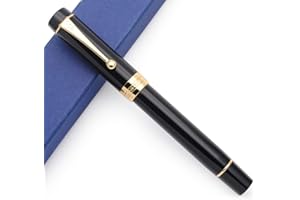 CZXWYST JINHAO Century Tofu 100 18KGP Stylo Plume Résine Plaqué Or (Noir avec clip doré, Plume M)