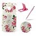 Produktbild HTC One M9 Hülle Silikon Schutzhülle Tasche Case,HTC One M9 Weiches Silikon TPU Gel Bumper Case Etui Schale Cover Skin,Herzzer Modisch Hochwertig Ultra Dünn Slim Thin Bunt Handytasche Mit [Rosa Blumen Muster] Guter Schutz Kratzfest Flexibel Leicht Gummi Rubber Jelly Soft Protective Stabil Handyhülle Schutztasche Back Cover Case Shell für HTC One M9 + 1 x Frei Rosa Handy Halterung Ständer + 1 x Frei Rosa Touch Pen Stift Stylus