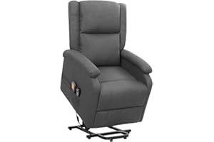 vidaXL Poltrona Alzapersona Massaggiante in Tessuto Grigio Scuro