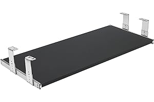 FIX & EASY FIX&EASY Up&Down XL Guide scorrevoli con ripiano 800X400mm scaffale nero opaco, binari con blocco zincato 400mm, estensibile e regolabili in altezza per tastiera mouse e laptop p. scrivania tavolo pc