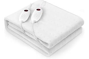 TLGREEN Calentador de cama de matrimonio 100 W, 187 x 139 cm, calentador eléctrico calentado, lavable en lavadora, con 6 temperaturas, apagado automático, manta térmica, mantas de cama eléctricas