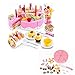 Produktbild Locisne Mädchen scherzt 75Pcs DIY Schneiden-Geburtstag-Kuchen-Dessert Pretend Spiel-gesetzte Nahrungsmittel-Spielwaren mit Kerzen für Kind-Mädchen-Geburtstag-Geschenk (rosa Kuchen)