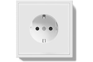 BSEED Schuko gniazdko podtynkowe, gniazdko ścienne 16 A z ramą PC, pojedyncze gniazdko z pazurami, 1 gniazdo, białe