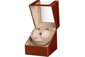 LINGFANSTORE Caja giratoria automática para Relojes de Lujo, Carcasa de Reloj con Motor silencioso Mabuchi, Funciona con Pilas o Fuente de alimentación de Piel sintética, Fibra de Carbono.,…