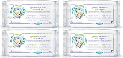 (4 PACK) - Earth Friendly Baby - Gentle Aloe Vera Wet Wipes | 72wipes | 4 PACK BUNDLE