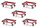 Produktbild 5x Transportroller rot mit Gummrädern für 60x40 Eurobehälter inkl. gratis Zollstock 5er Set