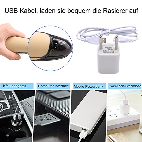 ACEVIVI Elektrischer Rasierer Rotationsrasierer Nass- und Trockenrasierer Herrenrasierer LED Display USB Kabel IPX 7 Wasserdicht mit Rasiererpinsel, Schwarz/Braun - 5