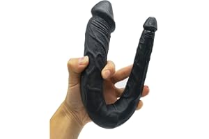 Yrrddxxoo Realistisk unik 35 cm dubbelsidig huvud D?ld?Ultramjuk kvinnlig avslappning massageapparat söt ? d?lt t? – svart, kött (färg: