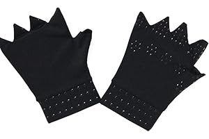 Guanwou Arthrose Meilleur!La moitié des Doigts magnétiques Anti arthrite rhumatoïde Santé Pressothérapie Gants Hommes Femmes for Safe Poignet Gants (Couleur : BK)