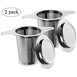 Yoassi Infuseur à thé, Passe-Thés à Manche en Acier Inoxydable à 2 Languettes avec Couvercle Universel pour Théière, Mug, Tasse, Bouteille
