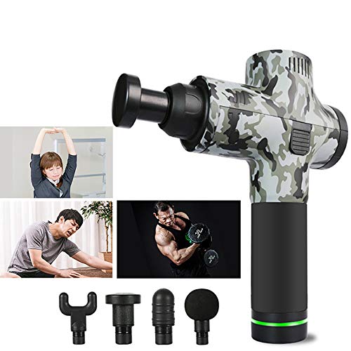 Preisvergleich Produktbild HWJF Professionelles Massagegerät, elektrisches Faszienmassagegerät und schnurlose Erschütterung Auswirkungen TherGun Hypervolt Schmerzlinderung Körperentspannung Werkzeug 4 Massagekopf (Camouflage)