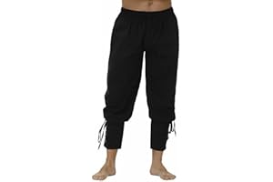 SHEYOW Uomo Pantaloni Medievale retrò con Lacci Punk Pants Cosplay da Vichingo Pirata Costume Halloween