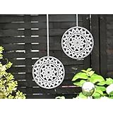 Set 2-tlg. Ø 15 cm Fensterbild Fensterdeko gehäkelt weiß