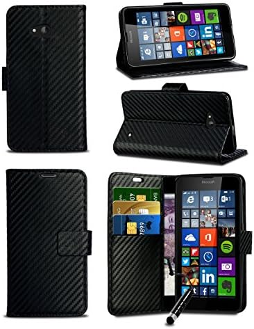 For Huawei Nova 3E (2018) - MobiBax Prime Textured Carbon Fibre Style Wallet Flip Skin Case Cover with MINI Stylus Touch Screen Pen