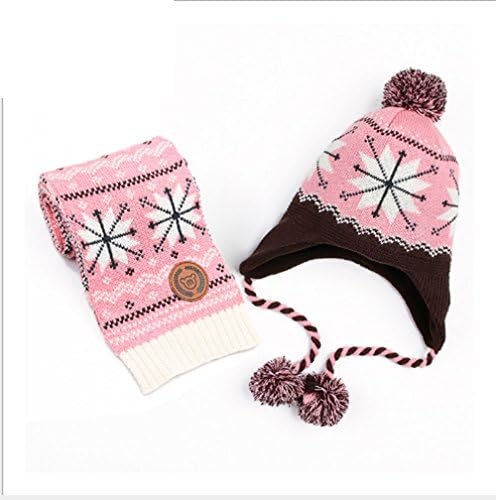 Children's hat warm plus velvet boys and girls snowflake scarf and Mitten Set