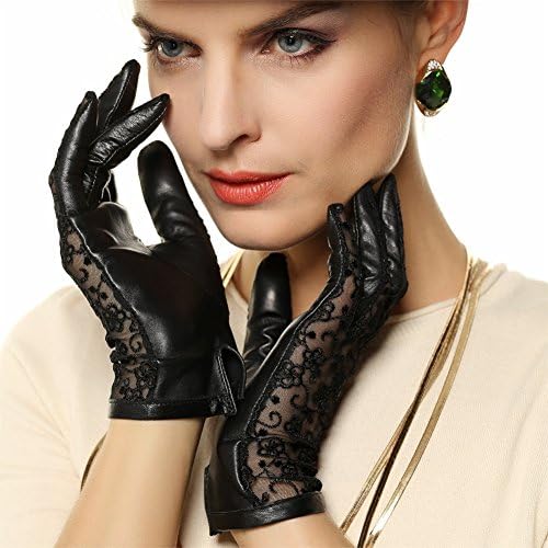 Women's Lace Driving Skidproof Gloves Sun Block UV Protection Wrist Length Touchscreen Wedding Gloves-D XL