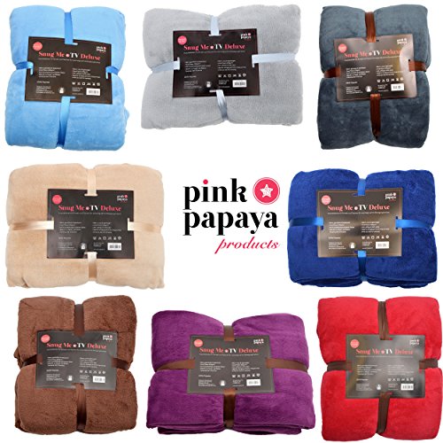 Pink Papaya Snug Me Deluxe, super weiche Kuscheldecke XXL mit Ärmeln und extra Fußumschlag & Taschen, 200 cm x 170 cm, Wohnmantel Farbe: Beige - 6