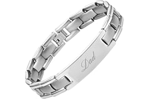 Willis Judd Mens Titanium DAD Bracelet Engraved Best Dad Ever with Gift Box & Link Removal Tool