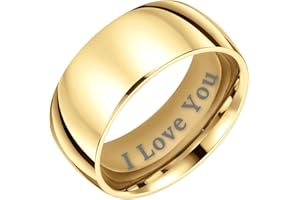 Willis Judd 8mm Engraved I Love You 8mm Gold Titanium Ring Wedding Ring For Men In Wooden Box Polished Finish Comfort Fit