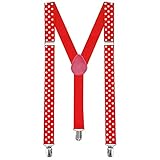 1 Tirantes Elásticos Ajustable Para Pantalones Y-diseño Clip 35 modelos hombre mujer niño, modelo:2.5 point rot/red/rouge/rosso/rojo