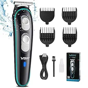 VGR V-055 Professional Rechargeable Cordless Electric Hair Clippers Trimmer Haircutting Kit with 4 Guide Combs for Men Black