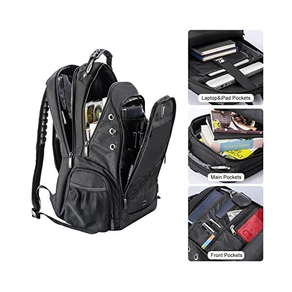 Travel Laptop Backpack, Business Large Rucksack with USB Charging Port, Water Resistant School Bag for Boys Fits 15.6 Inch Computer Notebook Daypack for Work, College Men Women - Image 4