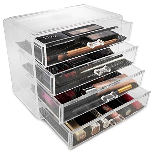Sorbus Makeup Organizer - 4 Drawer Acrylic Make Up Organizers and Storage for Cosmetics, Jewelry, Beauty Supplies, Clear Makeup Organizer for Vanity, Girl's Room, College Dorm, Counter, Bathroom Sink