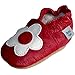 Soft Leather Baby girl Shoes with Suede Soles by Dotty Fish Red and White Flower design - 6-12 months