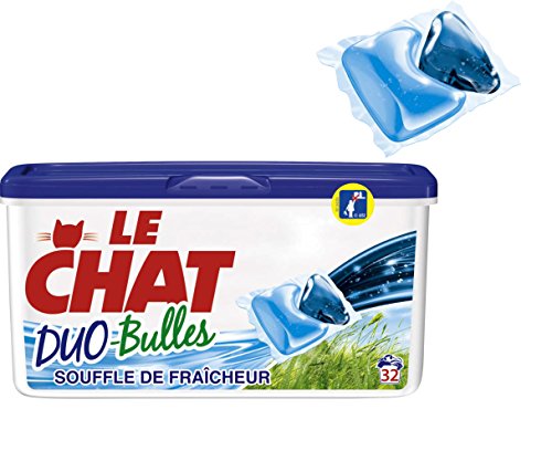 Le Chat Souffle De Fraicheur Duo Bulles Lessive Liquide En Capsules 800 G Lot De 2