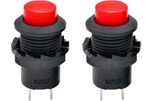 FUCHSWERK 2 x Push Button Round Button 12 mm DIY AC 1.5 A/230 V 12 V Non-Momentary Button Switch Red