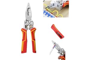 Vibbang Pince à dénuder multifonction 9 en 1 avec testeur de tension, Pince a Denuder, Pince a Dénuder Automatique avec Testeur de Tension, pour Dénuder, Sertir, Couper, Tirer, Enrouler, Fendre