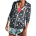 Produktbild Drucken Sweatjacke Damen Briskorry Frauen Reißverschluss Sweatshirt Kapuzenjacke Star Gedruckt Strickjacke Hoodies Lose Mantel Tops Bluse